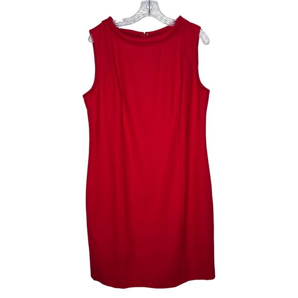 NWT Talbots Italian flannel red holiday sleeveless bateau neckline dress 16 p - Picture 2 of 15